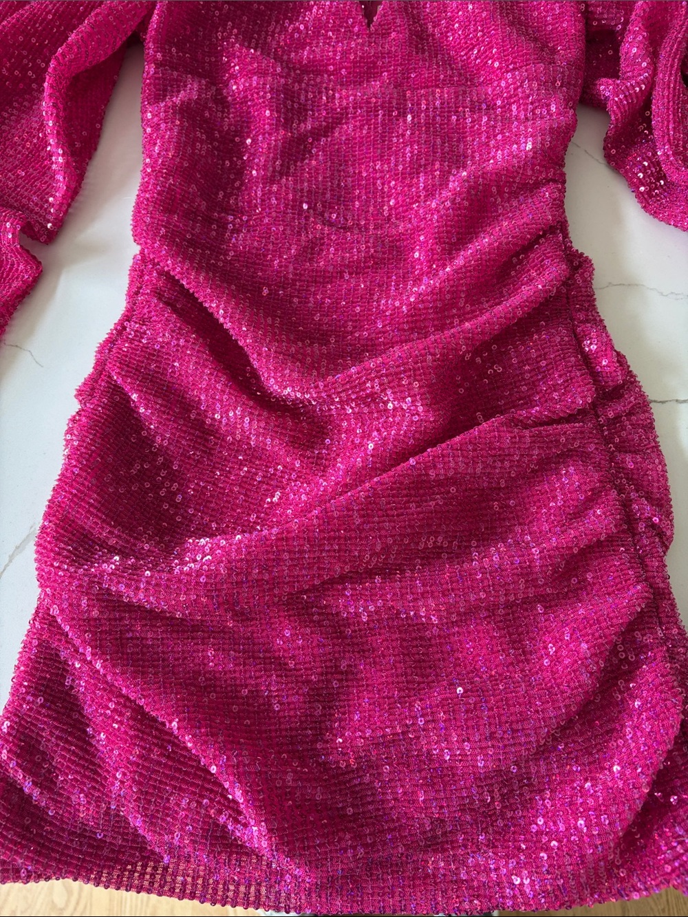 Altar’d State pink sequin formal dress with gathering detail at hips- small - Picture 3 of 3